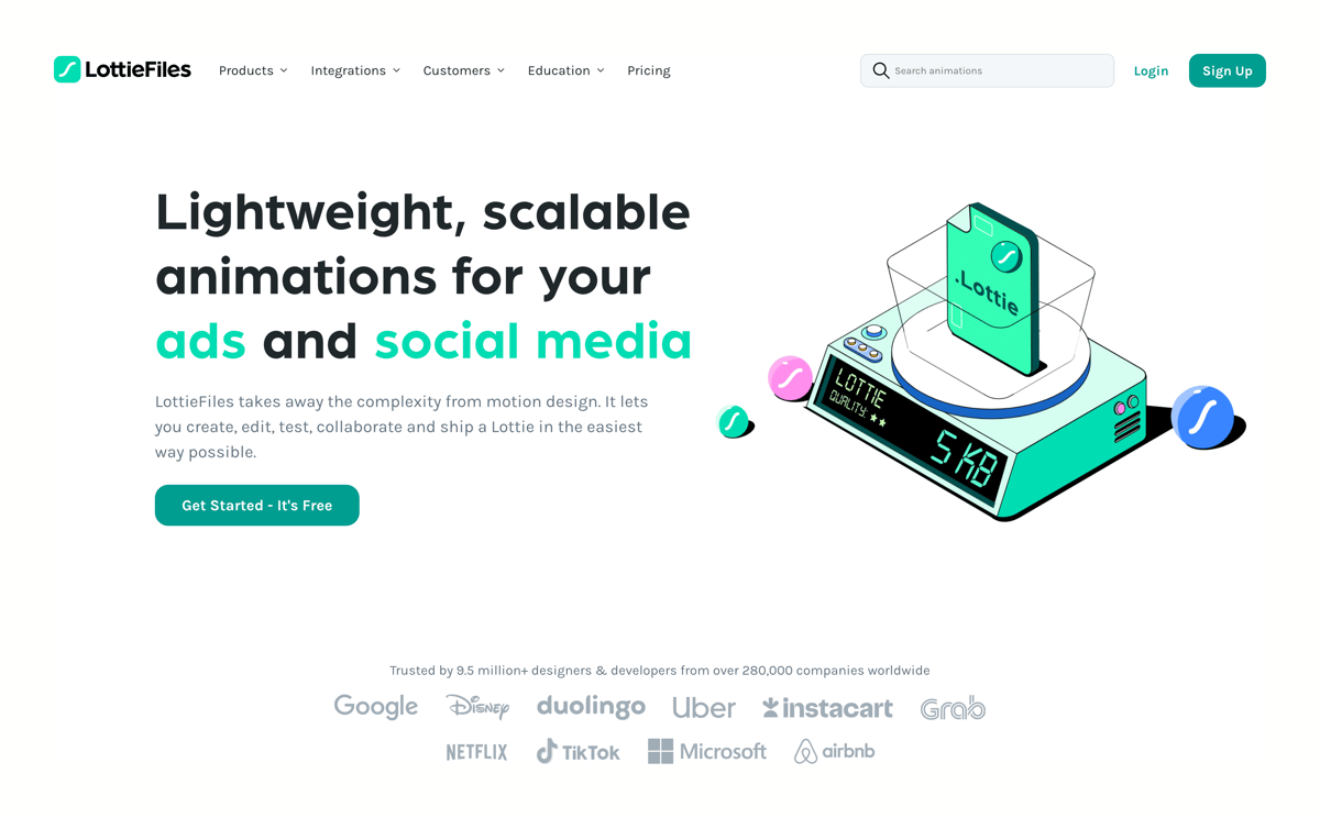 Lottie
				hero section ui component