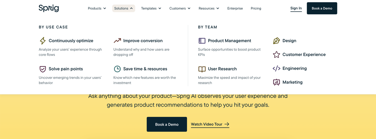 Sprig
				flyout menu ui component