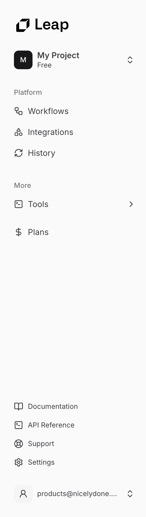 Leap
				vertical navigation ui component