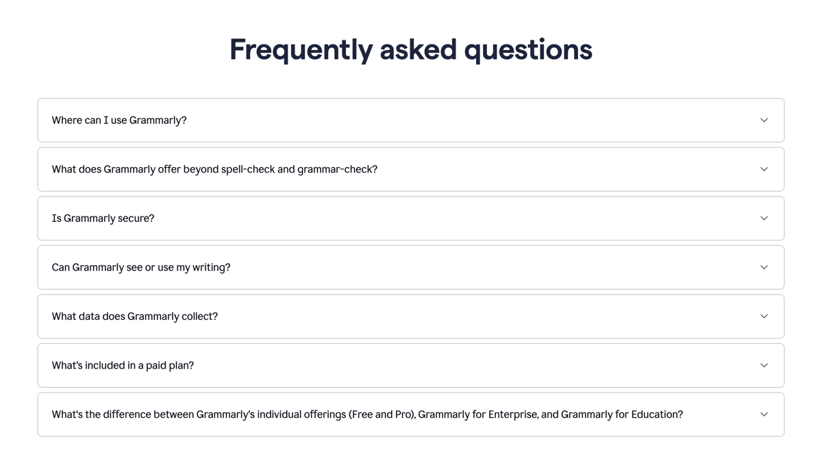 Grammarly
				faq ui component