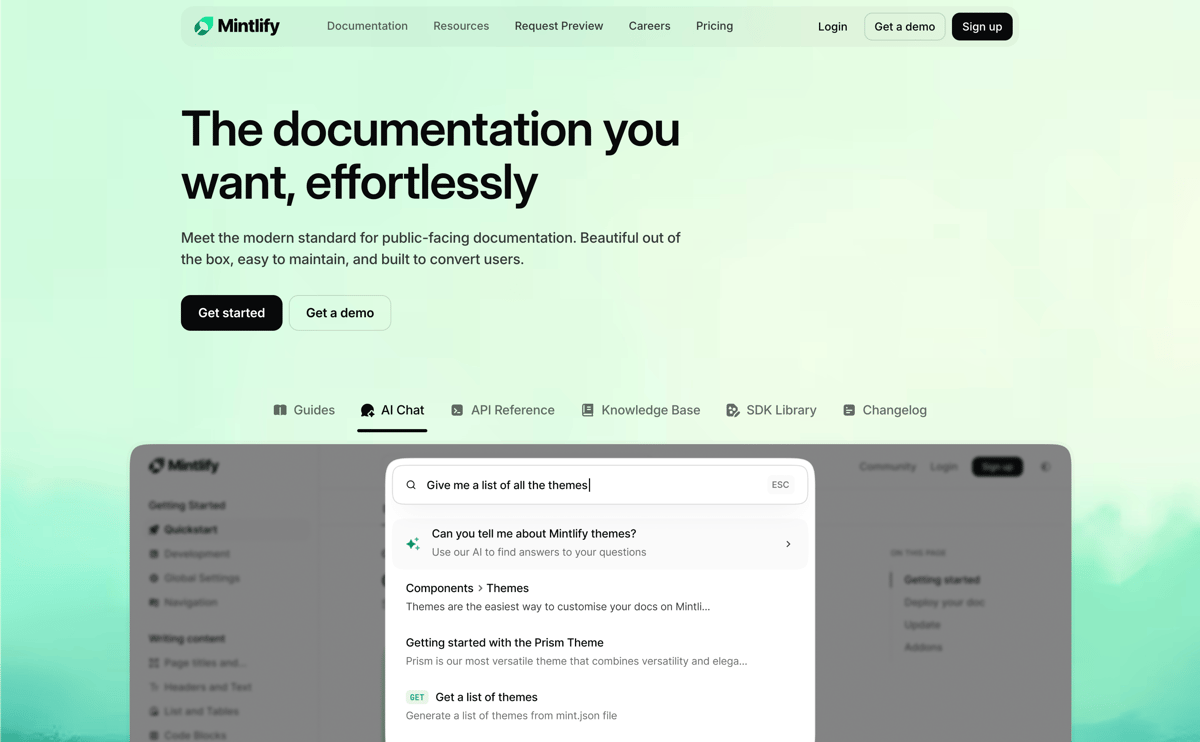 Mintlify
				hero section ui component