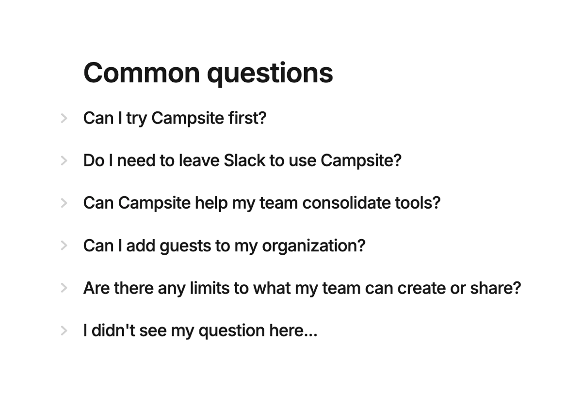 Campsite
				faq ui component