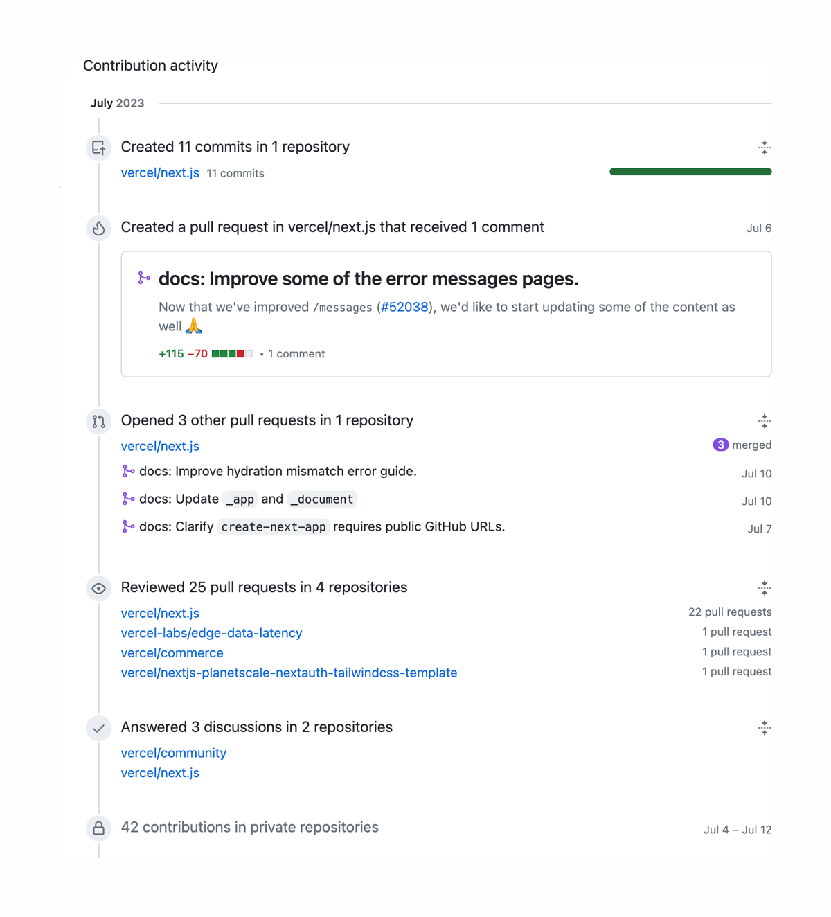 Github
				timeline & history ui component
