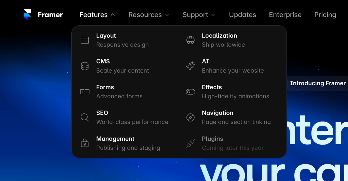 Framer
				flyout menu ui component