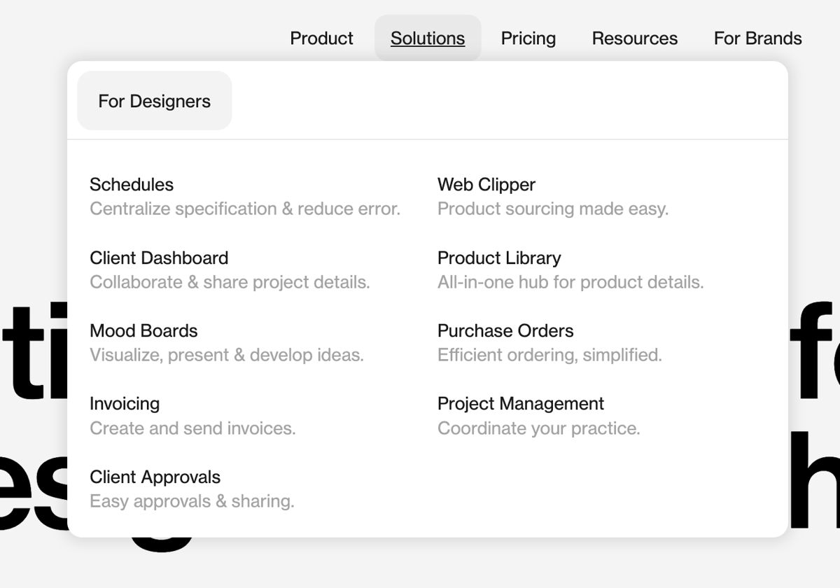 Programa
				flyout menu ui component