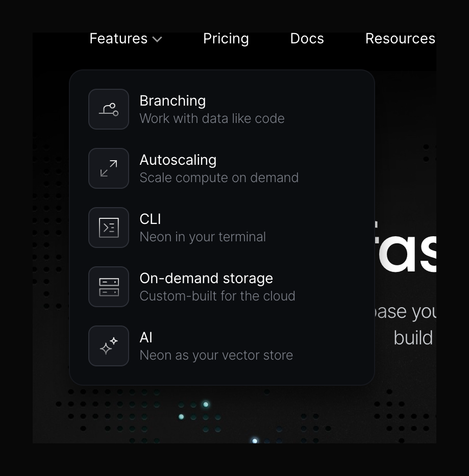 Neon
				flyout menu ui component