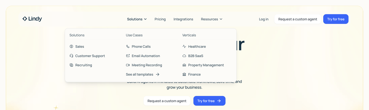 Lindy
				flyout menu ui component