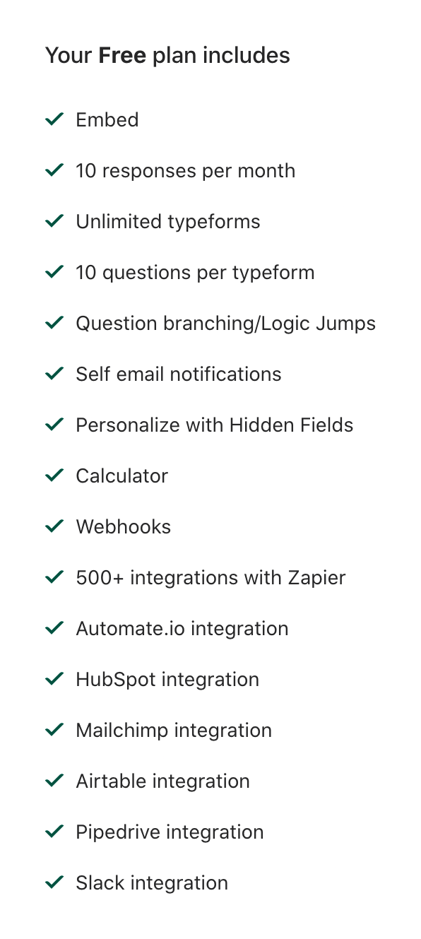 Typeform
				benefit list ui component