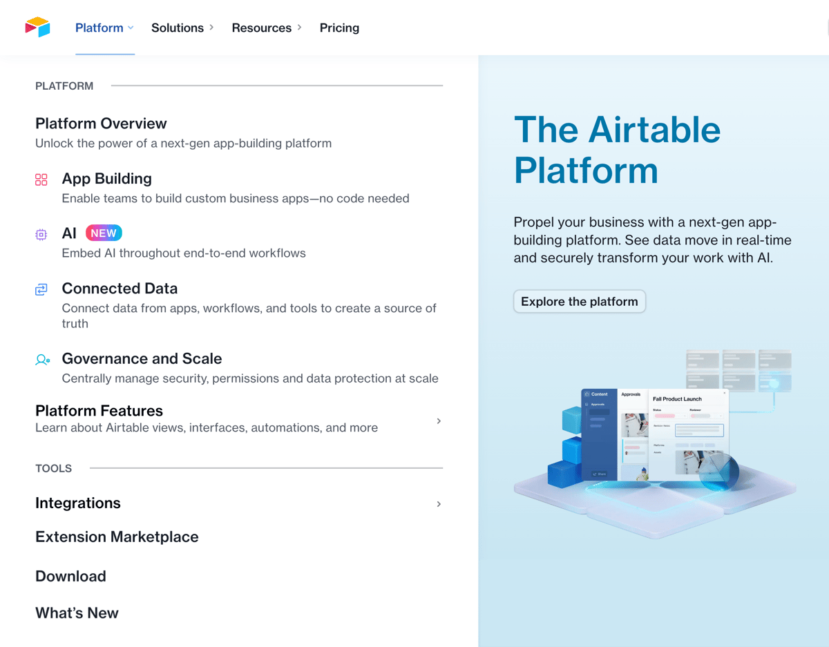Airtable
				flyout menu ui component