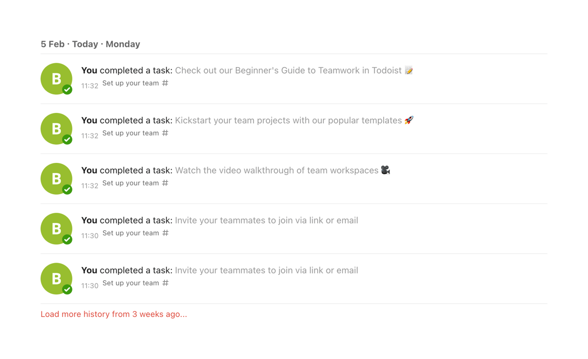 Todoist
				timeline & history ui component