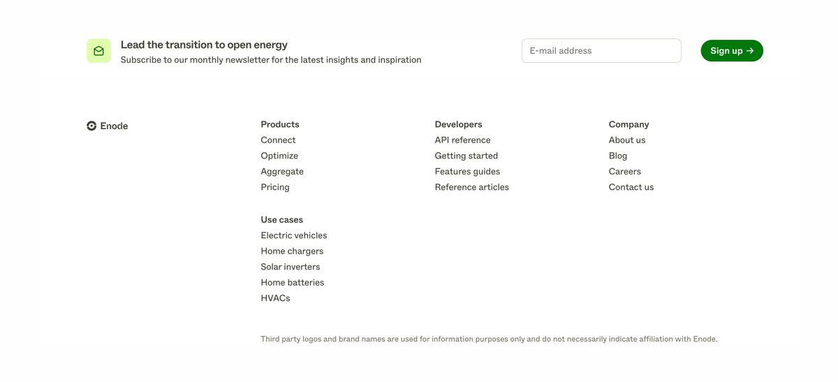 Enode
				footer ui component