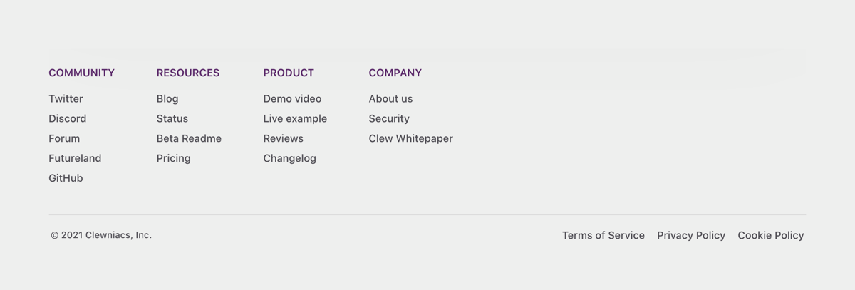 Clew
				footer ui component