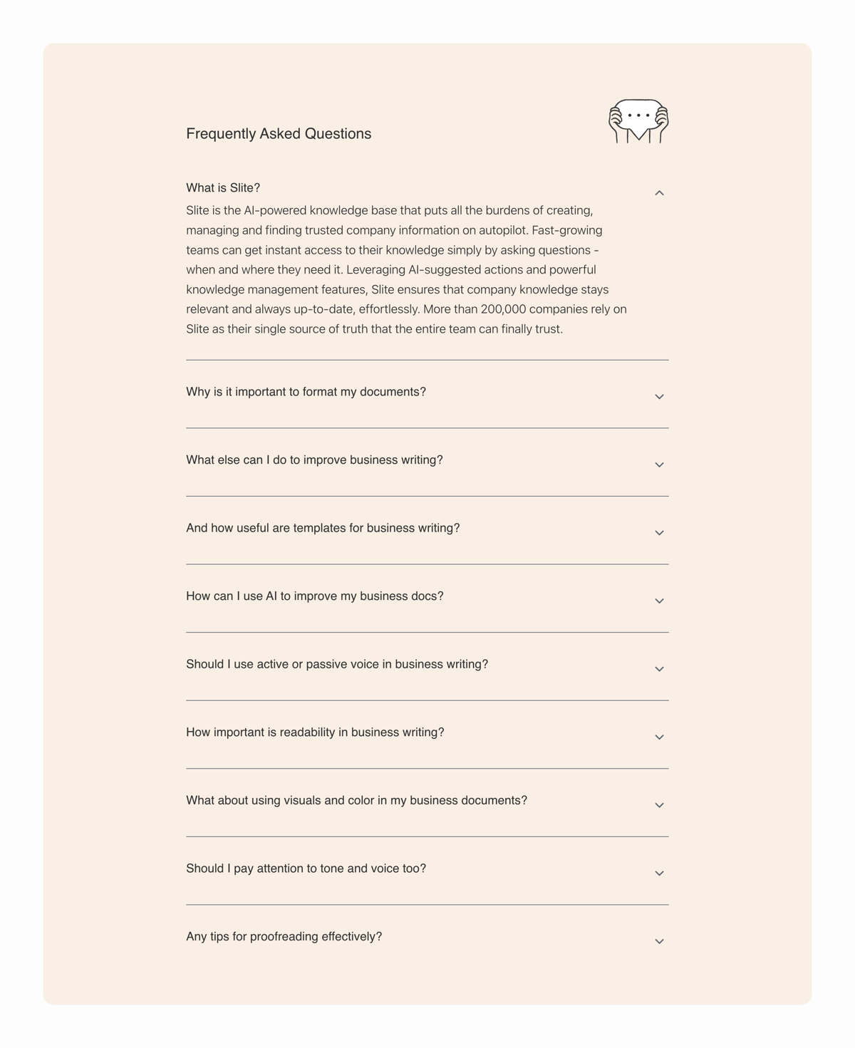 Slite
				faq ui component