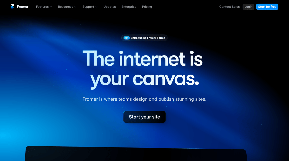 Framer
				hero section ui component