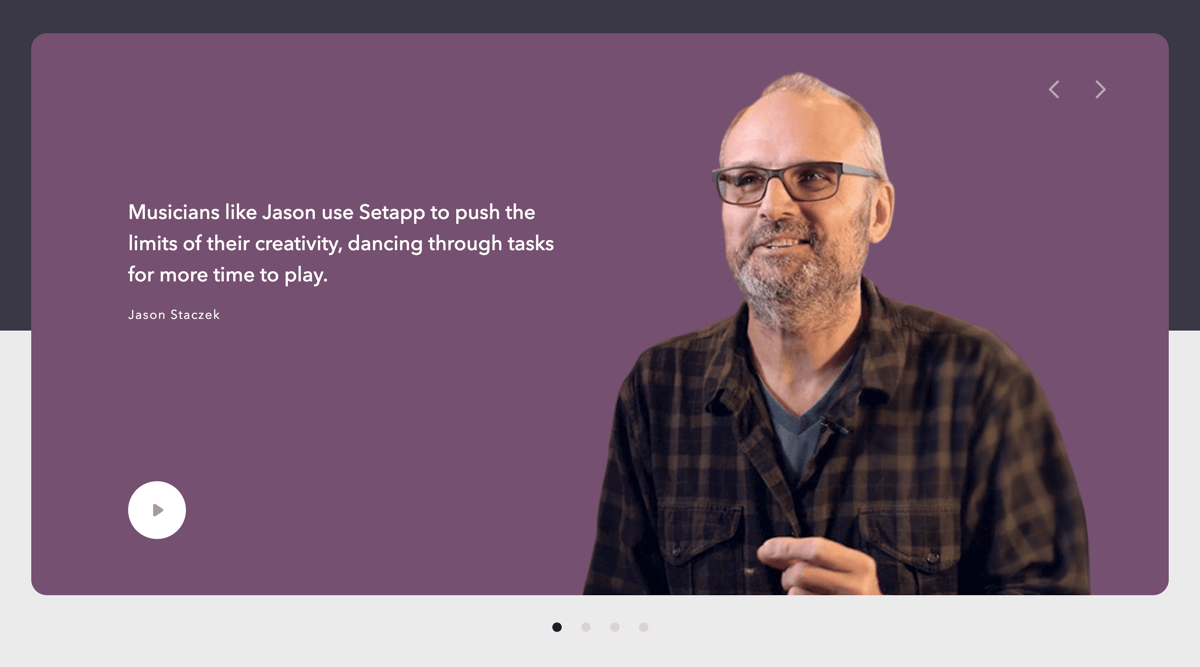 Setapp
				testimonial ui component