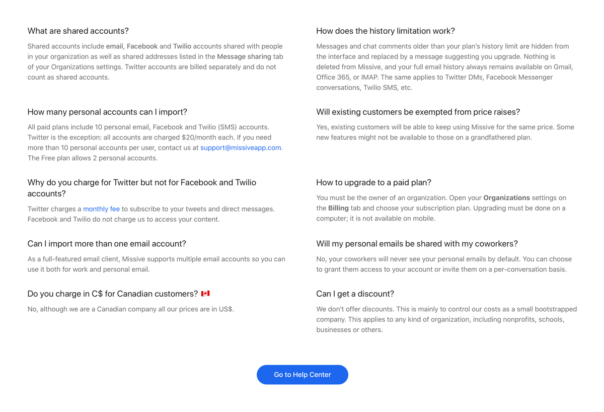 Missive
				faq ui component
