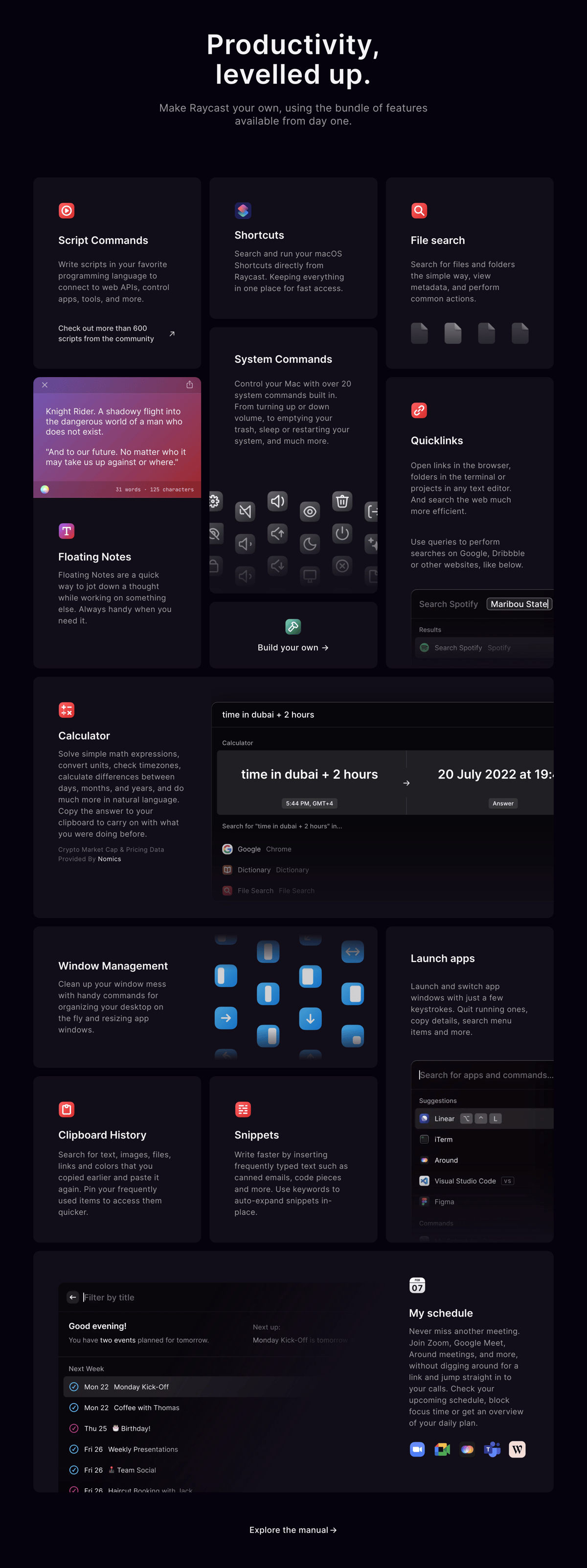 Raycast
				bento box ui component
