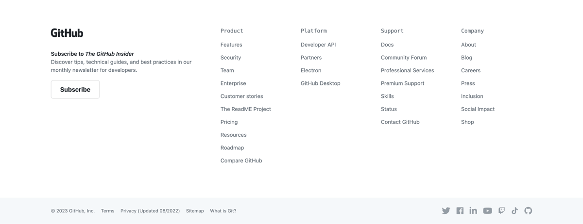 Github
				footer ui component