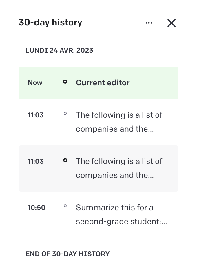 OpenAI
				timeline & history ui component