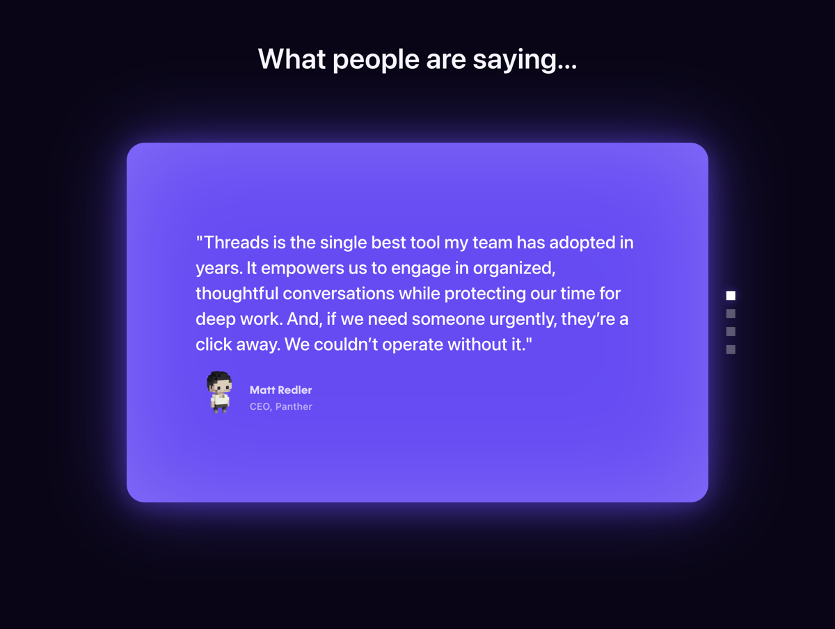 Threads
				testimonial ui component