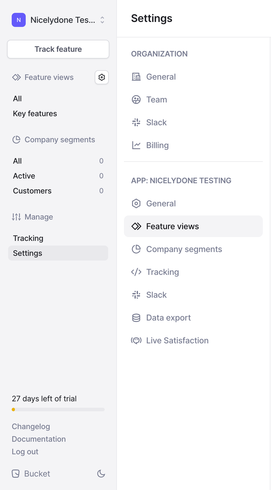 Bucket
				vertical navigation ui component