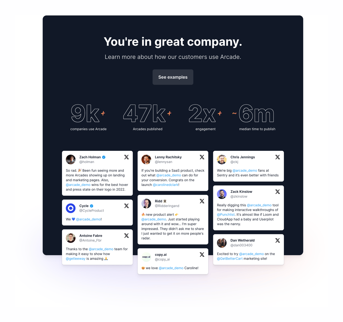 Arcade
				testimonial ui component