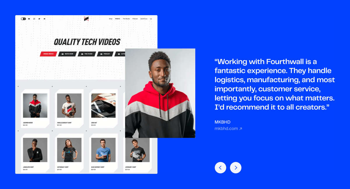 Fourthwall
				testimonial ui component