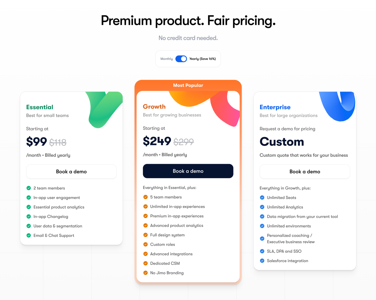 Jimo
				pricing section ui component