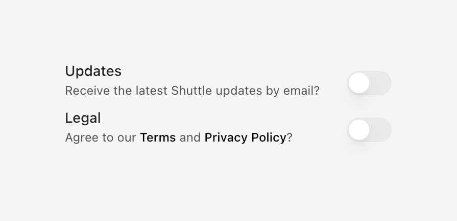 Shuttle
				toggle/switch ui component