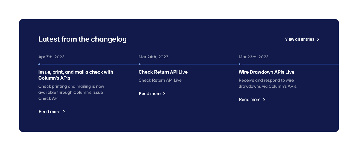 Column
				timeline & history ui component