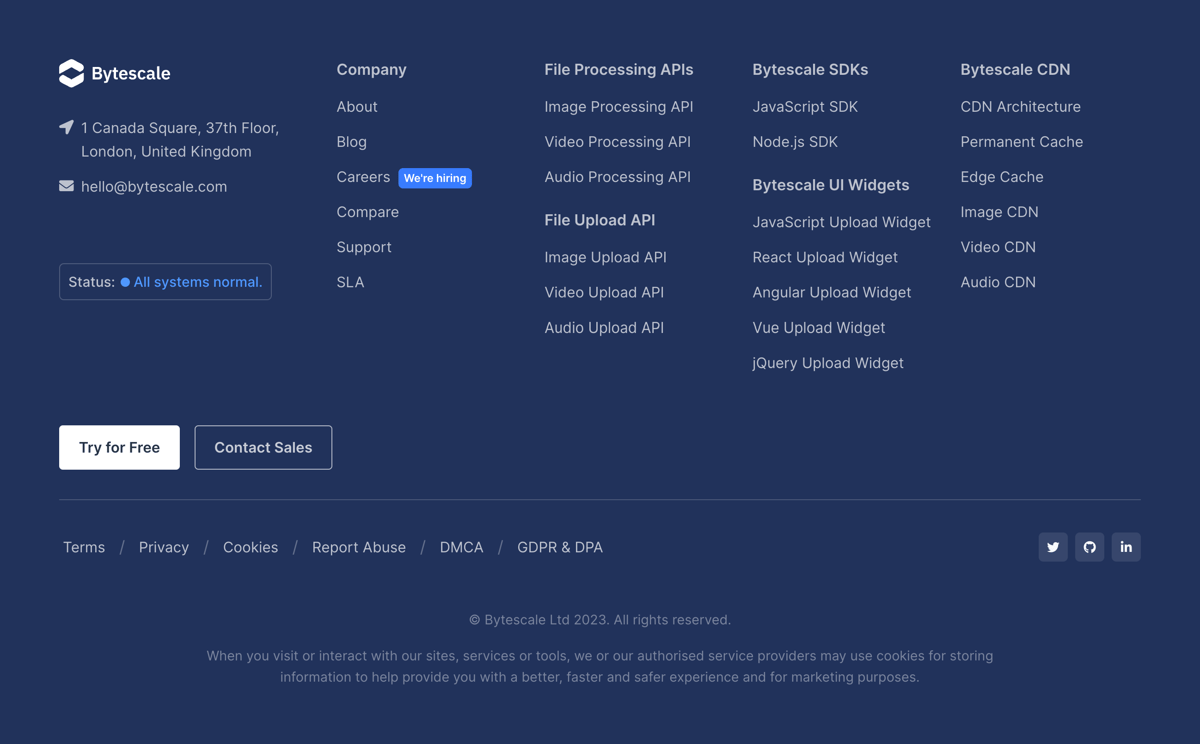 Bytescale
				footer ui component