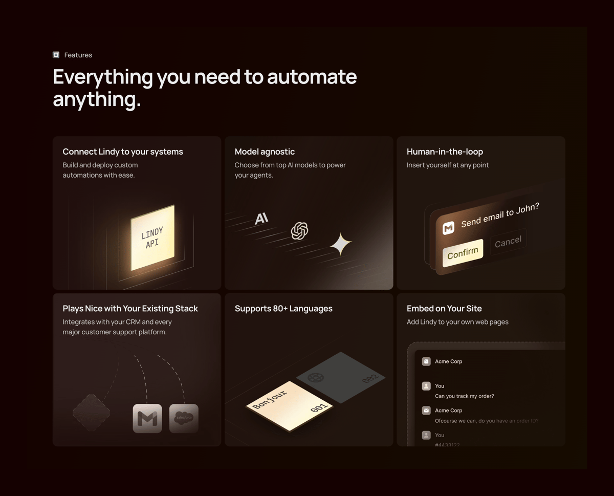 Lindy
				bento box ui component