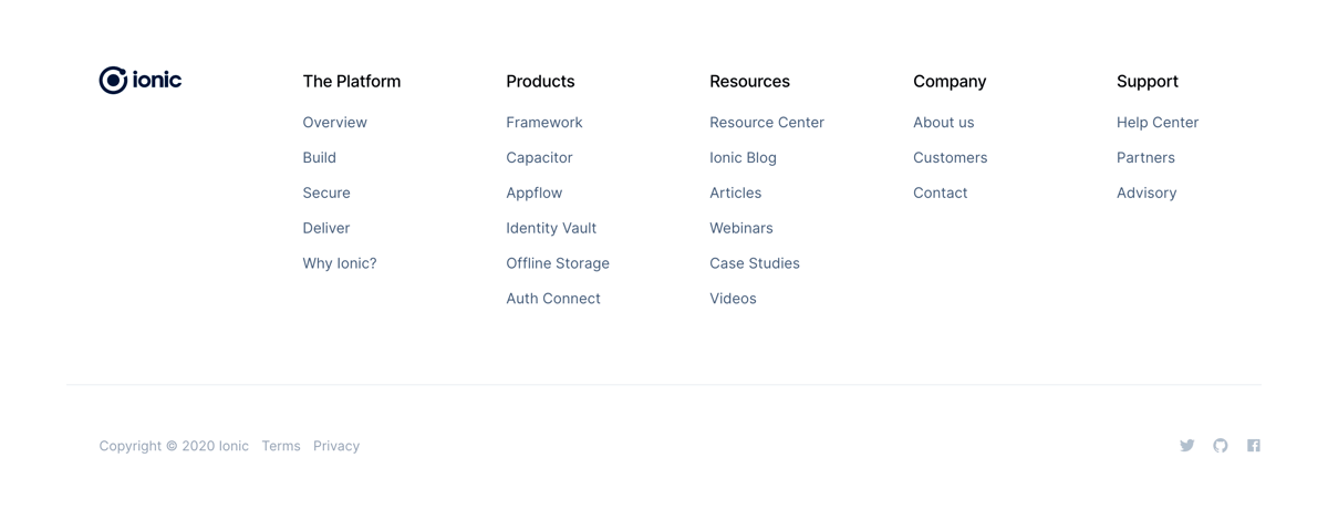 Ionic
				footer ui component