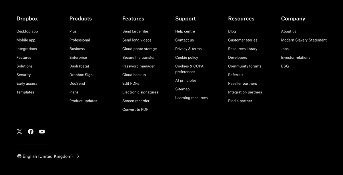 Dropbox
				footer ui component