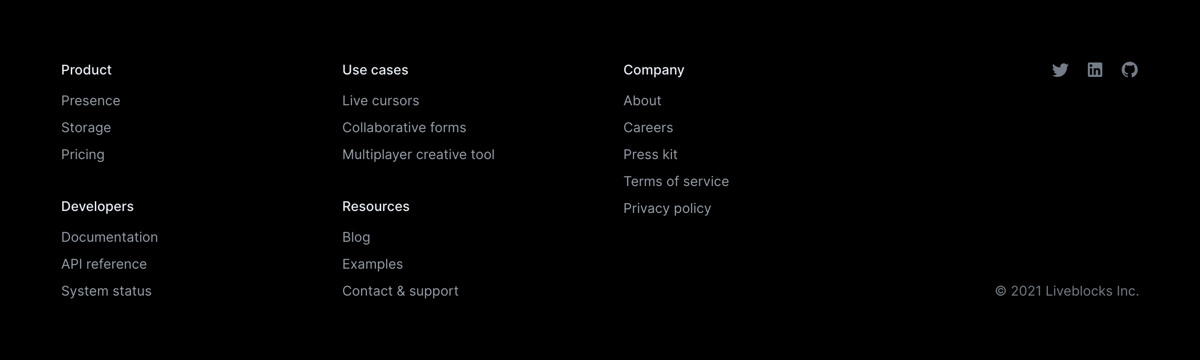Liveblocks
				footer ui component
