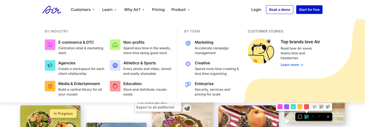 Air
				flyout menu ui component