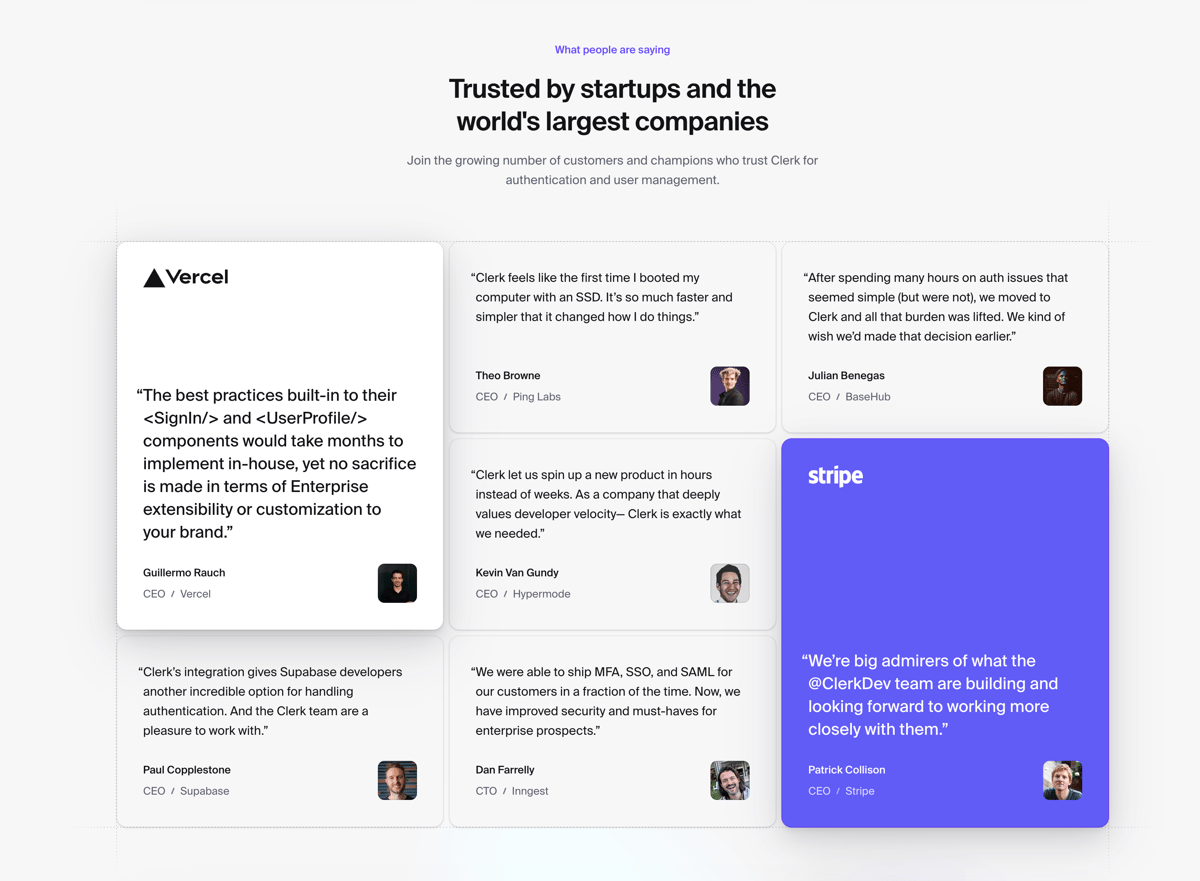 Clerk
				testimonial ui component