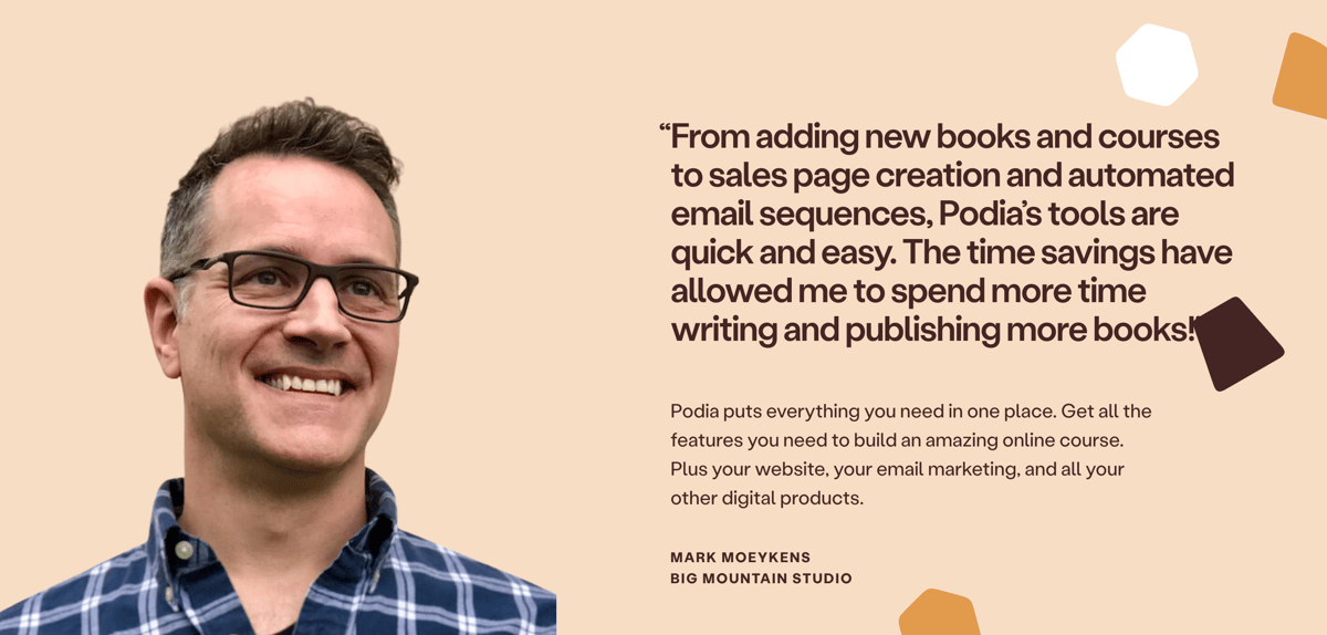 Podia
				testimonial ui component