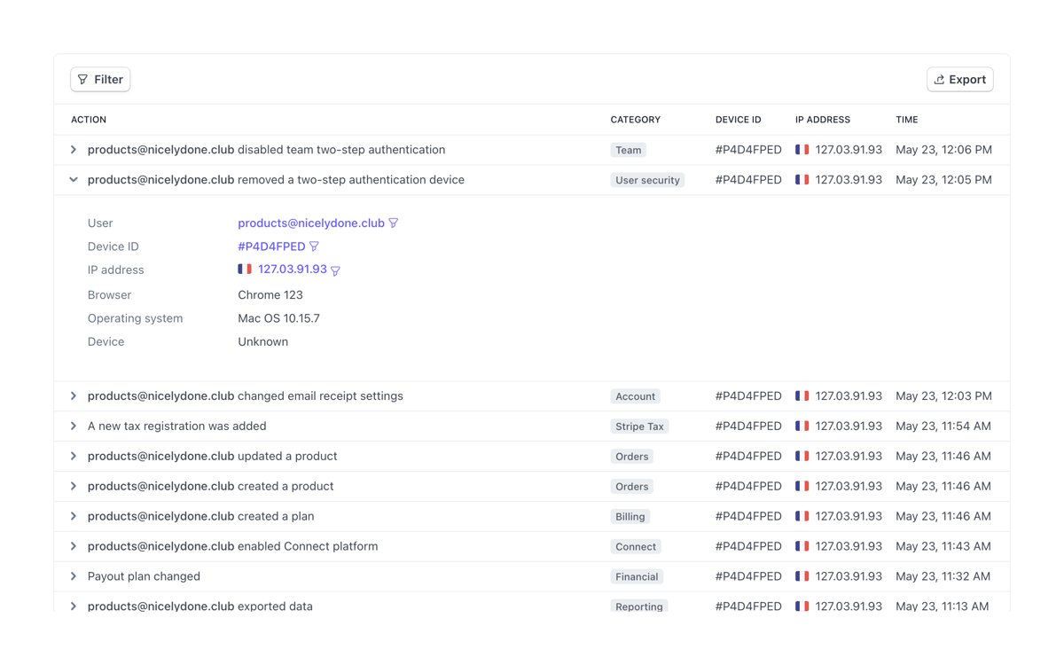 Stripe
				accordion ui component