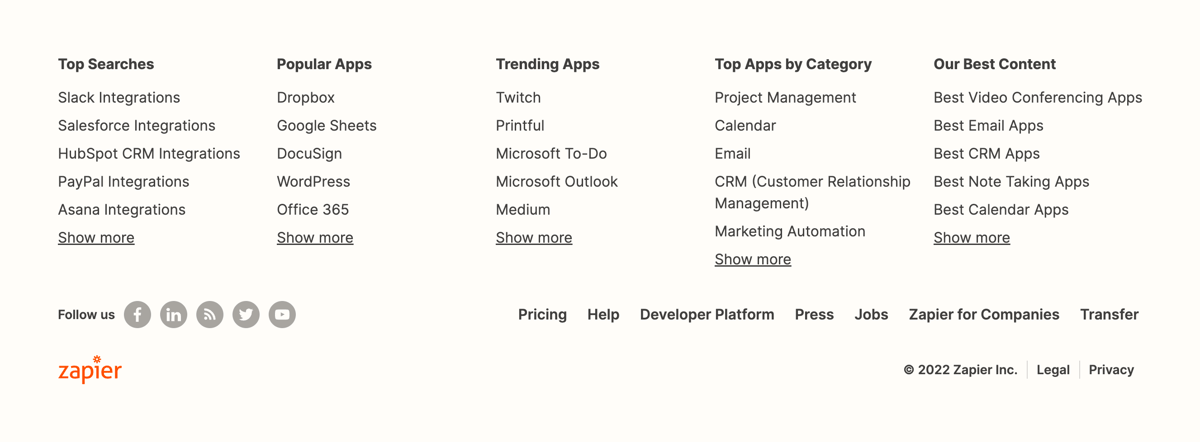 Zapier
				footer ui component