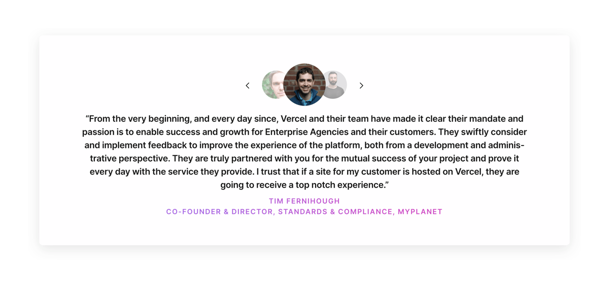 Vercel
				testimonial ui component