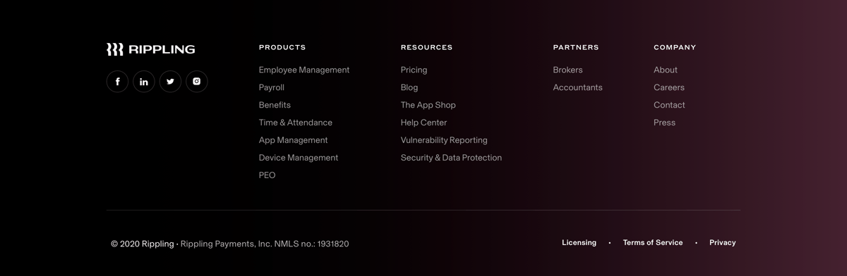 Rippling
				footer ui component