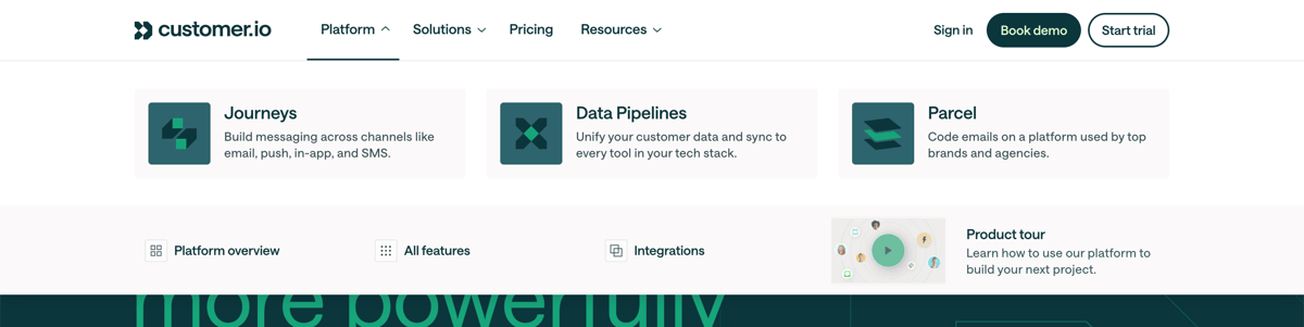 Customer.io
				flyout menu ui component