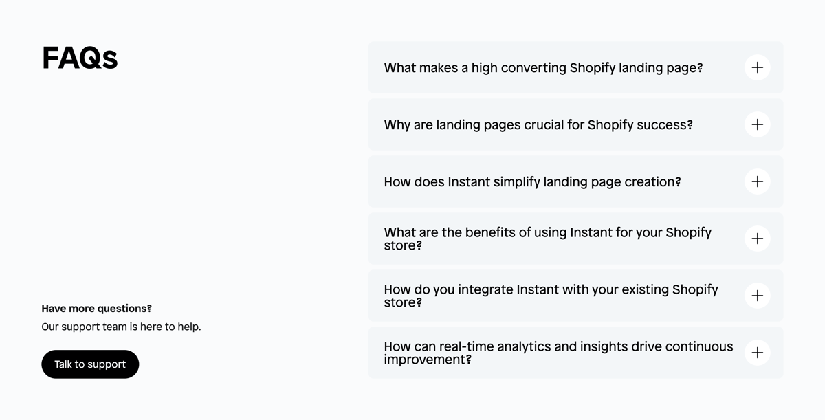 Instant
				faq ui component