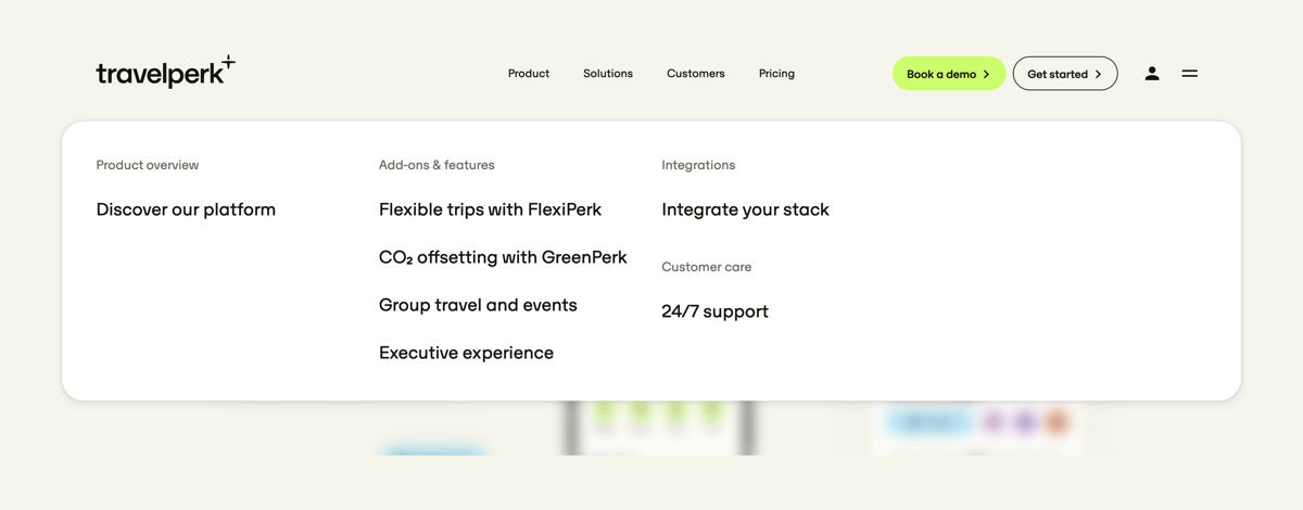 Travelperk
				flyout menu ui component