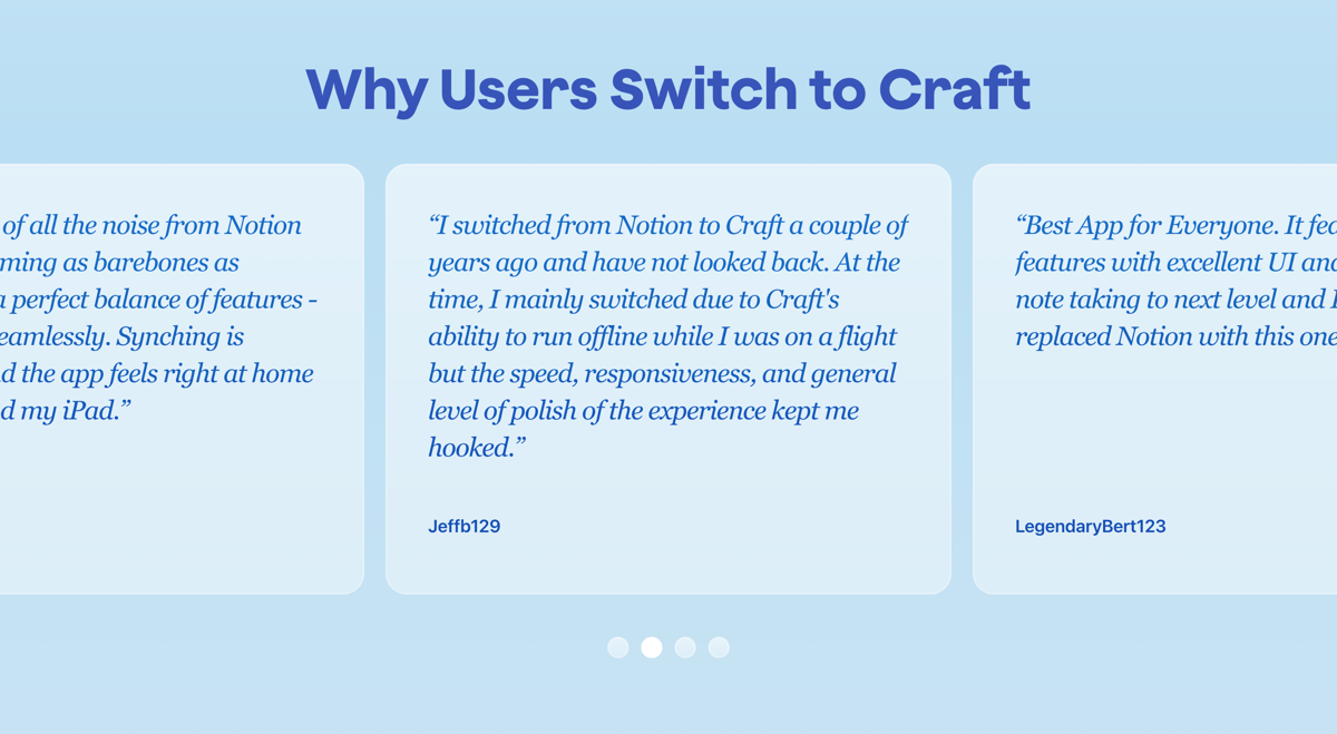 Craft
				testimonial ui component