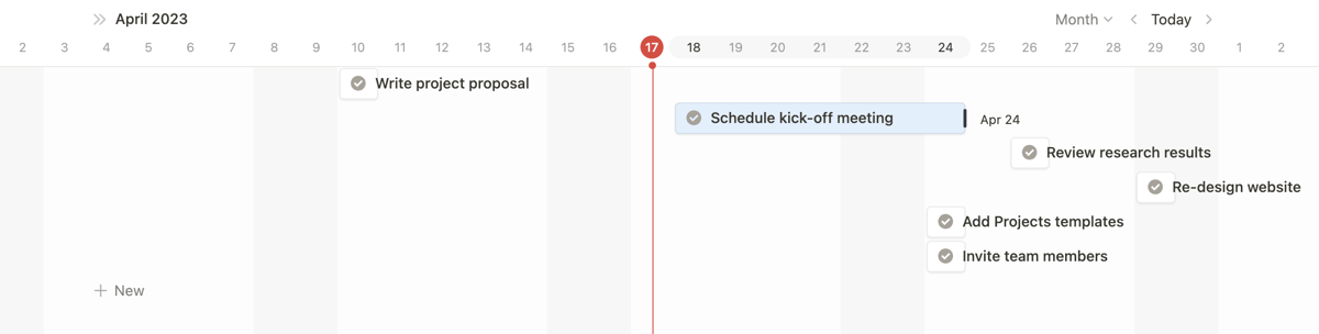 Notion
				timeline & history ui component