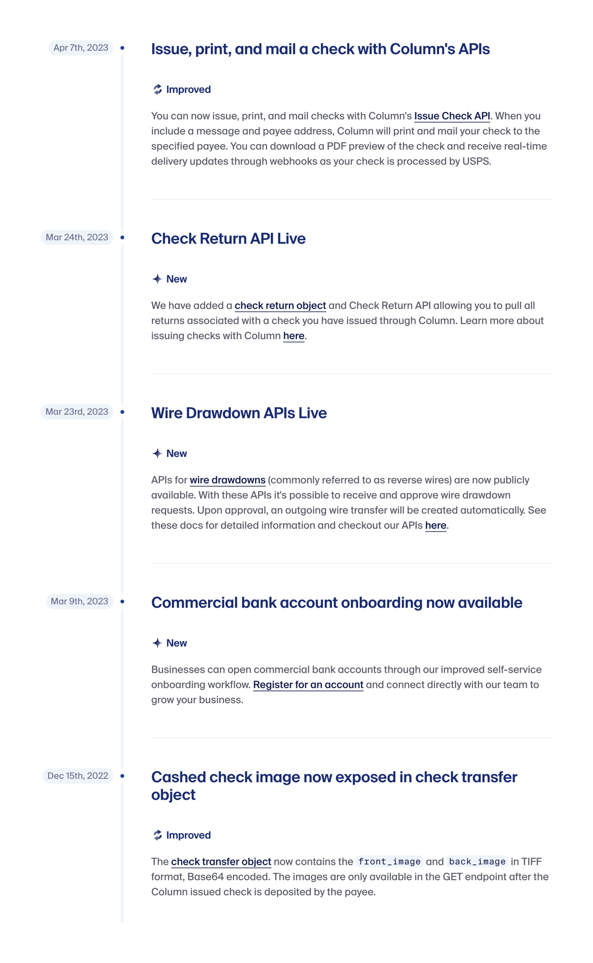 Column
				timeline & history ui component