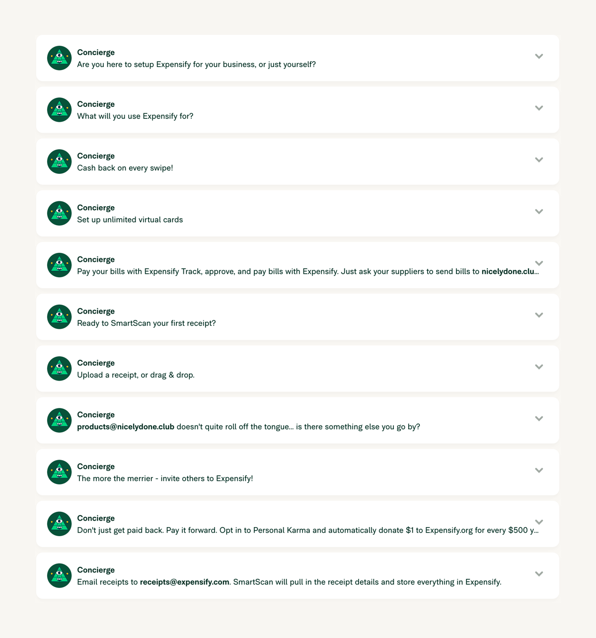Expensify
				vertical list ui component