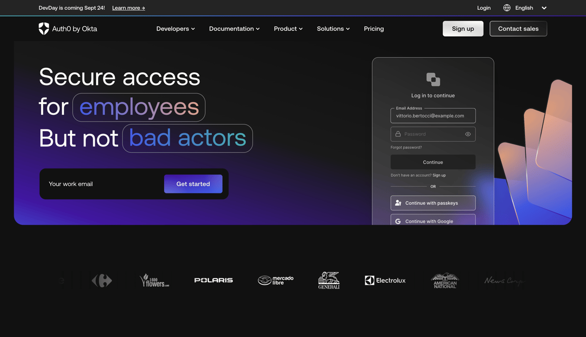 Auth0
				hero section ui component